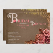 ヴィンテージのビクトリア時代の人のばら色のブライダルシャワーの招待状 招待状 (正面/裏面)