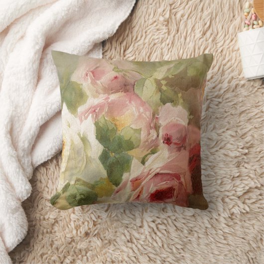 ヴィンテージのビクトリア時代の人のばら色の水彩画 クッション (ブランケット)