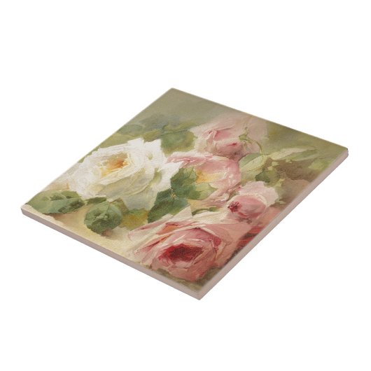 ヴィンテージのビクトリア時代の人のばら色の水彩画 タイル (側面)