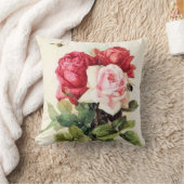 ヴィンテージのビクトリア時代の人のばら色の花束 クッション (ブランケット)