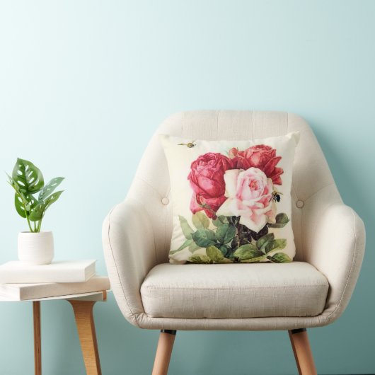 ヴィンテージのビクトリア時代の人のばら色の花束 クッション (椅子)