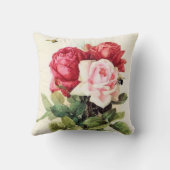 ヴィンテージのビクトリア時代の人のばら色の花束 クッション (裏面)