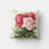 ヴィンテージのビクトリア時代の人のばら色の花束 クッション (正面)