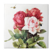 ヴィンテージのビクトリア時代の人のばら色の花束 タイル (正面)
