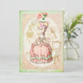 ヴィンテージのビクトリア時代の人のばら色の誕生日のパーティの招待状 招待状 (スタンド正面)