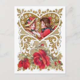 ヴィンテージのビクトリア時代の人のバレンタイン シーズンポストカード