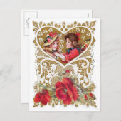 ヴィンテージのビクトリア時代の人のバレンタイン シーズンポストカード (正面/裏面)