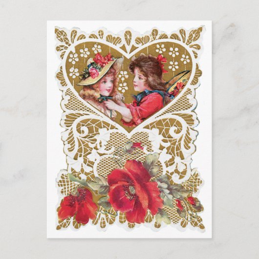 ヴィンテージのビクトリア時代の人のバレンタイン シーズンポストカード (正面)