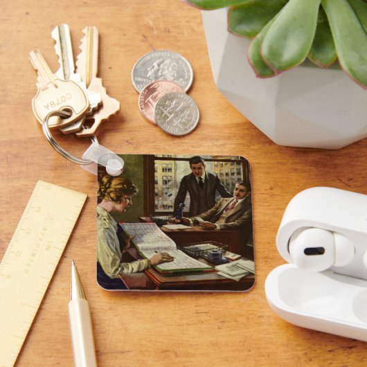 ヴィンテージのビジネスミーティング、エグゼクティブがいるオフィス キーホルダー (デスク)