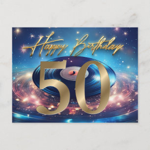 ヴィンテージのビニールレコード お誕生日おめでとう50歳 ポストカード
