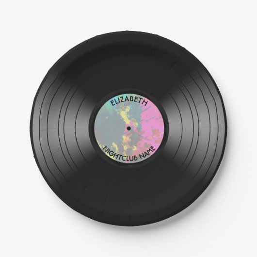 ヴィンテージのビニール音楽記録ナイトクラブかダンスファン ペーパープレート (正面)