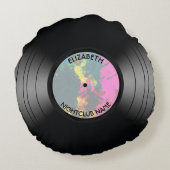 ヴィンテージのビニール音楽記録ナイトクラブかダンスファン ラウンドクッション (裏面)