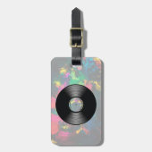 ヴィンテージのビニール音楽記録ナイトクラブかダンスファン ラゲッジタグ (正面縦)