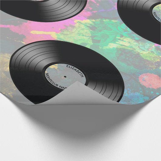 ヴィンテージのビニール音楽記録ナイトクラブかダンスファン ラッピングペーパー (角)