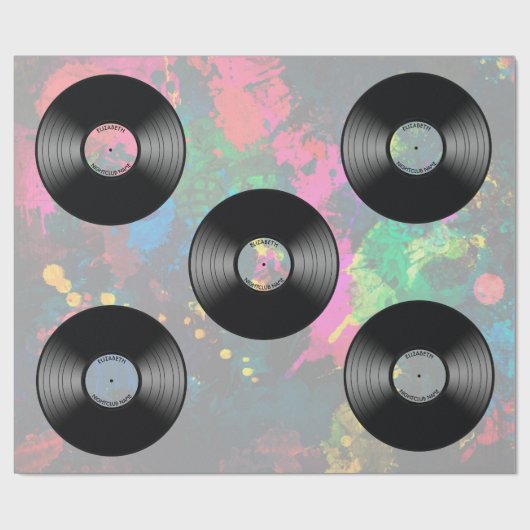 ヴィンテージのビニール音楽記録ナイトクラブかダンスファン ラッピングペーパー (フラット)