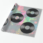 ヴィンテージのビニール音楽記録ナイトクラブかダンスファン ラッピングペーパー (アンロールド)