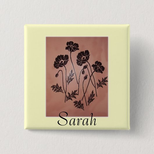 ヴィンテージのビロードのケシ 缶バッジ (正面)