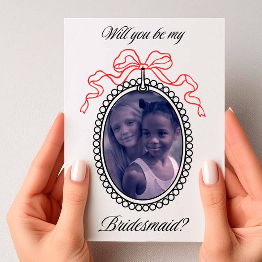 ヴィンテージのビーズ付きフレームと弓の花嫁の提案 招待状