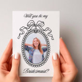 ヴィンテージのビーズ付きフレームと弓の花嫁の提案 招待状