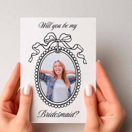 ヴィンテージのビーズ付きフレームと弓の花嫁の提案 招待状