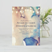 ヴィンテージのビーチのひもは水彩画の結婚式をつけます 招待状 (スタンド正面)