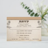 ヴィンテージのビーチのやしユニークな結婚式のrsvpカード 出欠カード (スタンド正面)