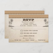 ヴィンテージのビーチのやしユニークな結婚式のrsvpカード 出欠カード (正面/裏面)