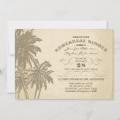 ヴィンテージのビーチのやしリハーサルの夕食の招待状 招待状 (正面)