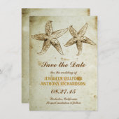 ヴィンテージのビーチの保存日付カード セーブザデート (正面/裏面)