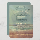 ヴィンテージのビーチの婚約パーティの招待状 招待状 (正面/裏面)