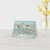 ヴィンテージのビーチの巡洋艦の自転車のブランクNotecard カード (黄色い花)