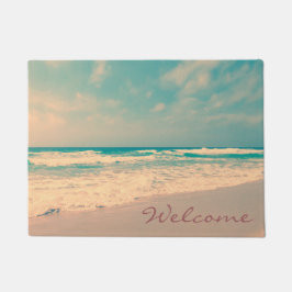 ヴィンテージのビーチの歓迎 ドアマット