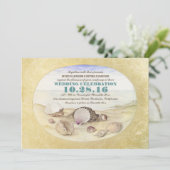 ヴィンテージのビーチの貝殻の結婚式招待状 招待状 (スタンド正面)