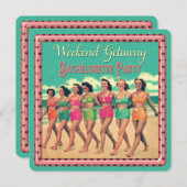 ヴィンテージのビーチの週末の逃走のバチェロレッテ 招待状 (正面/裏面)