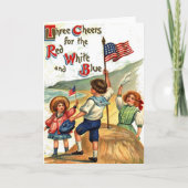 ヴィンテージのビーチは旗の7月4日の郵便はがきの芸術をからかいます カード (正面)