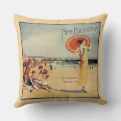 ヴィンテージのビーチ場面枕 クッション (裏面)