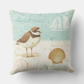 ヴィンテージのビーチ場面 クッション (裏面)