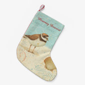 ヴィンテージのビーチ場面 スモールクリスマスストッキング (正面 (吊り時))