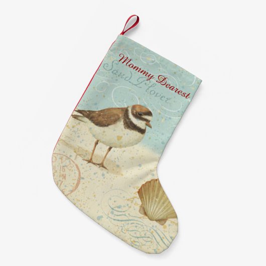 ヴィンテージのビーチ場面 スモールクリスマスストッキング (正面 (吊り時))