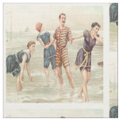 ヴィンテージのビーチ場面 ファブリック (クローズアップ)