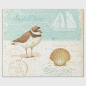 ヴィンテージのビーチ場面 ラッピングペーパー (フラット)