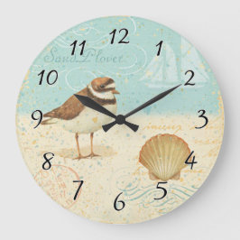 ヴィンテージのビーチ場面 ラージ壁時計