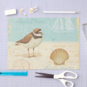 ヴィンテージのビーチ場面 薄葉紙 (クラフト)