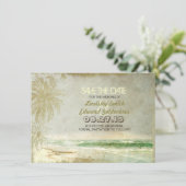 ヴィンテージのビーチ結婚式の保存日付カード セーブザデート (スタンド正面)