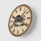 ヴィンテージのビーバーおよび魚ローマ数柱時計 ラウンド壁時計 (傾斜)