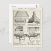 ヴィンテージのピアノのチャートとその先駆け ポストカード (正面/裏面)