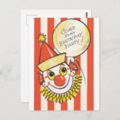 ヴィンテージのピエロが私の誕生日パーティーに来てくれた ポストカード (正面/裏面)