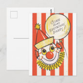 ヴィンテージのピエロが私の誕生日パーティーに来る ポストカード (正面/裏面)