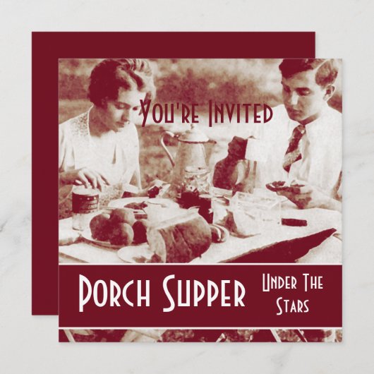 ヴィンテージのピクニックパーティの招待状 招待状 (正面/裏面)