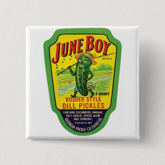 ヴィンテージのピクルスの食料品のラベル 缶バッジ (正面)